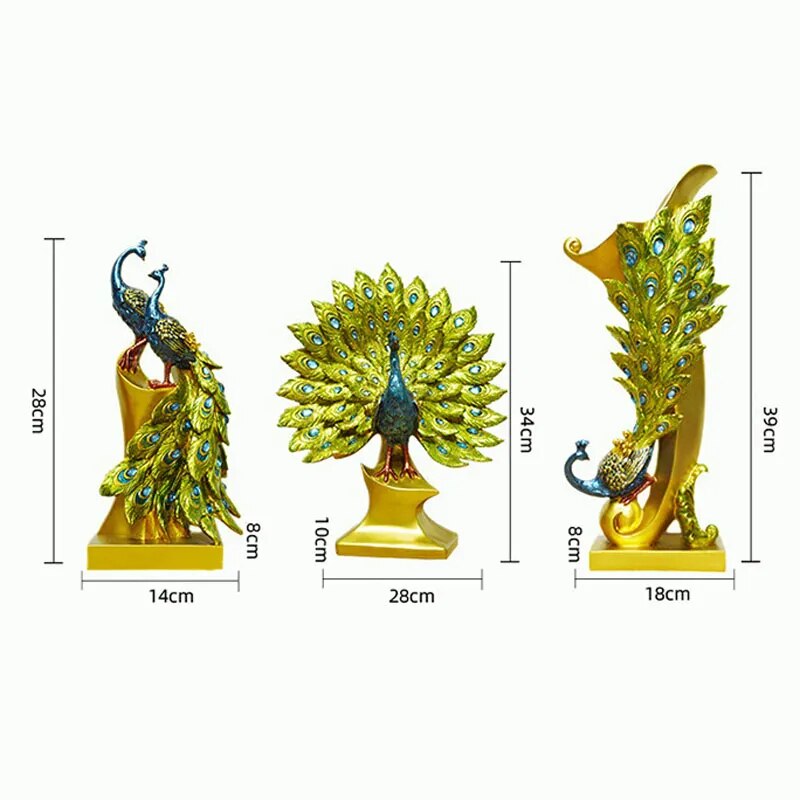 Large Resin Peacock Decor Statue Sculpture - jenshomeandgardendecor