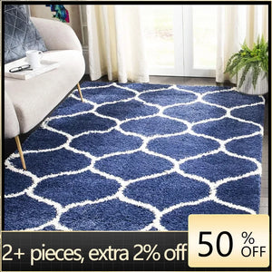 9' X 12' Malbon Navy & Ivory Anime Moroccan Ogee Trellis Design Mat - jenshomeandgardendecor