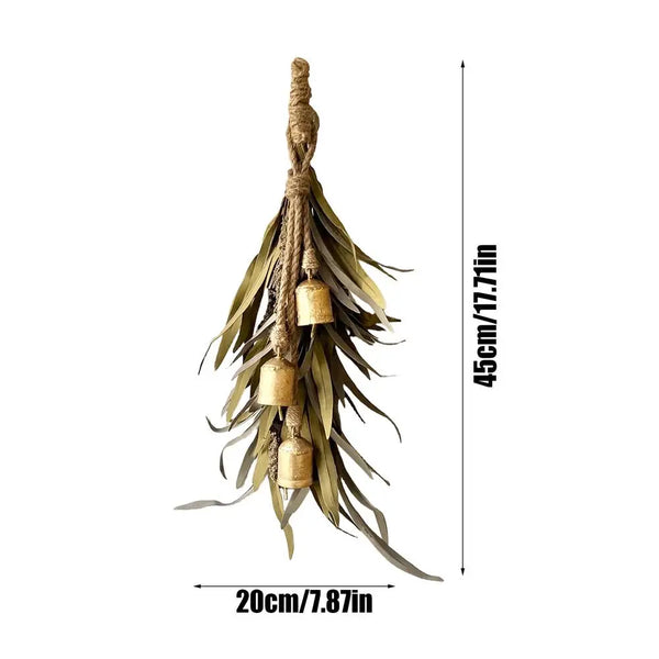 45cm Winter Christmas Wreath With Bells Artificial Green Leaves