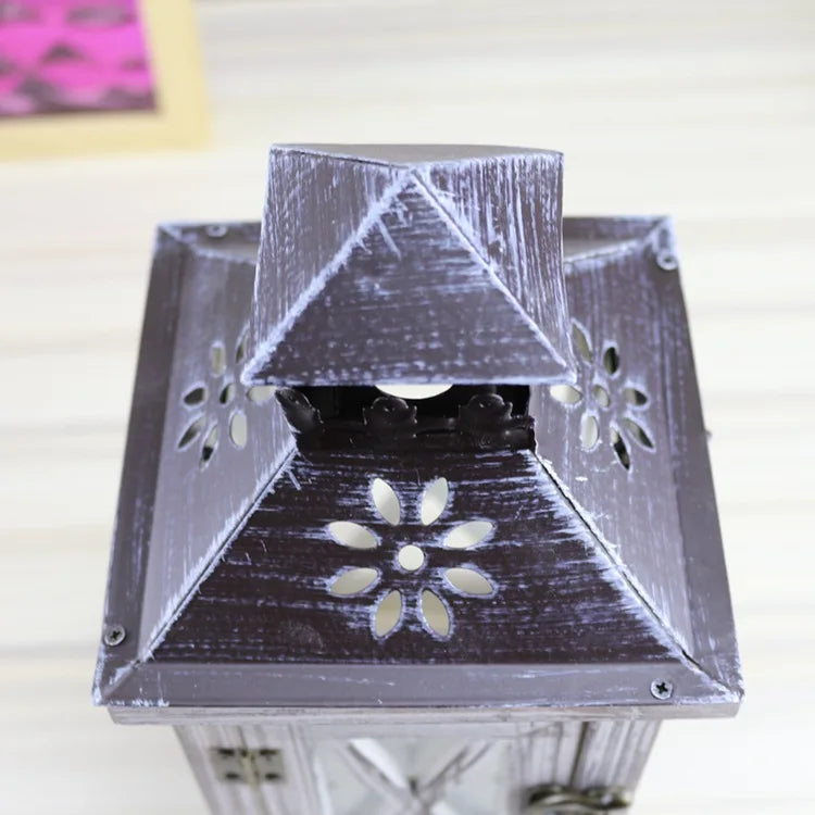 Retro Wood And Wrought Iron Wind Lamp