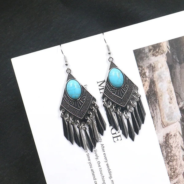 Turquoise Western Earrings - jenshomeandgardendecor