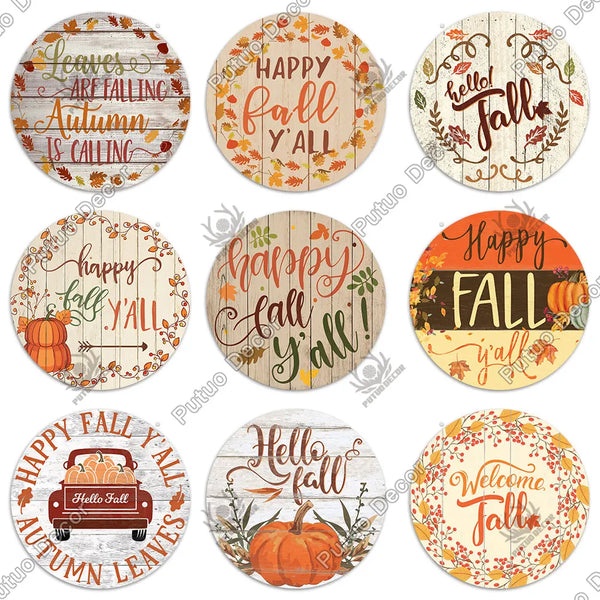 Fall Round Wooden Signs