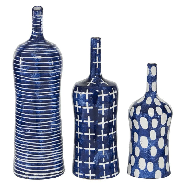 Stoneware Bottle-Shaped 3 Pack ceramic vase - jenshomeandgardendecor