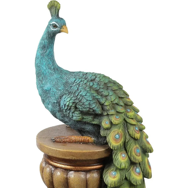 44" Resin Pedestal Peacock and Urns Garden Water Fountain Outdoor with LED Light