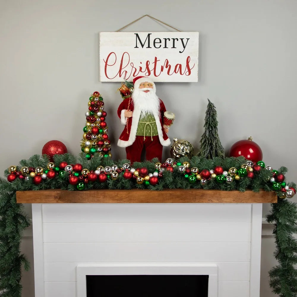 6'  2-Finish Shatterproof Ball Christmas Garland - jenshomeandgardendecor