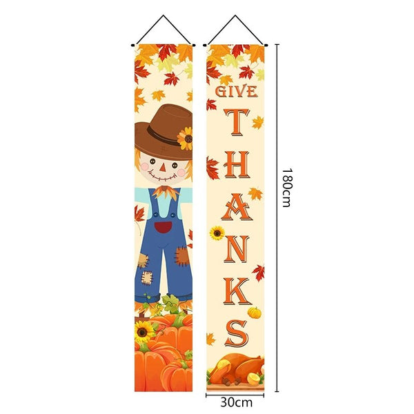 Thanksgiving Couplet  Pumpkin Porch Hanging Banner - jenshomeandgardendecor