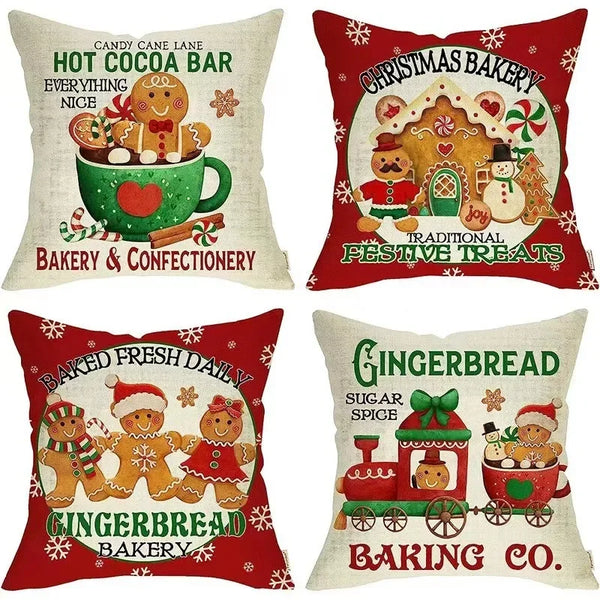 Linen Christmas Throw Pillow Covers