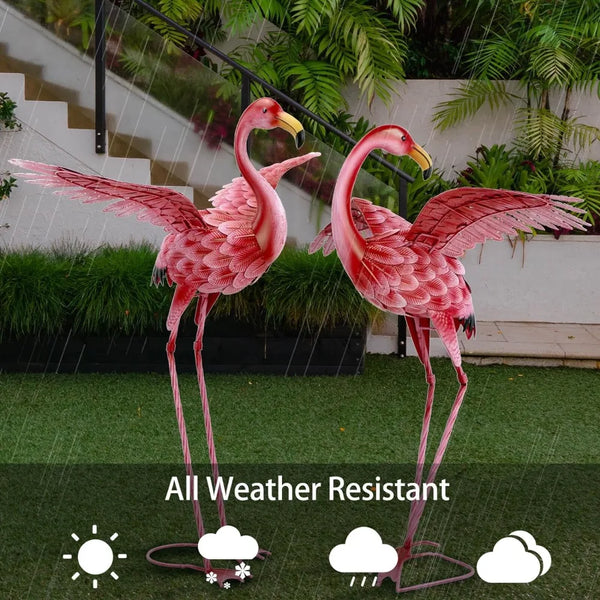 Pink Flamingo Yard Decorations Set of 2