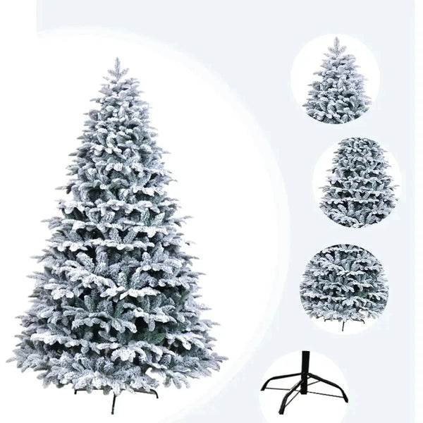 New White Snow Christmas Tree with Metal Foldable Stand