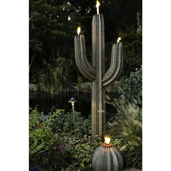 Cactus Torch - (Small - 21”W x 60”H x 8”D) - Outdoor Metal Yard Art & Lawn Decoration