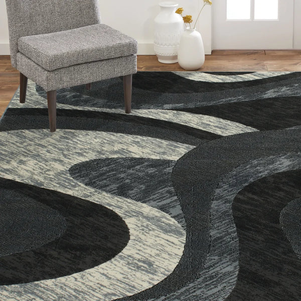 Abstract Area Rug, Gray, 7'10"x10'2" - jenshomeandgardendecor