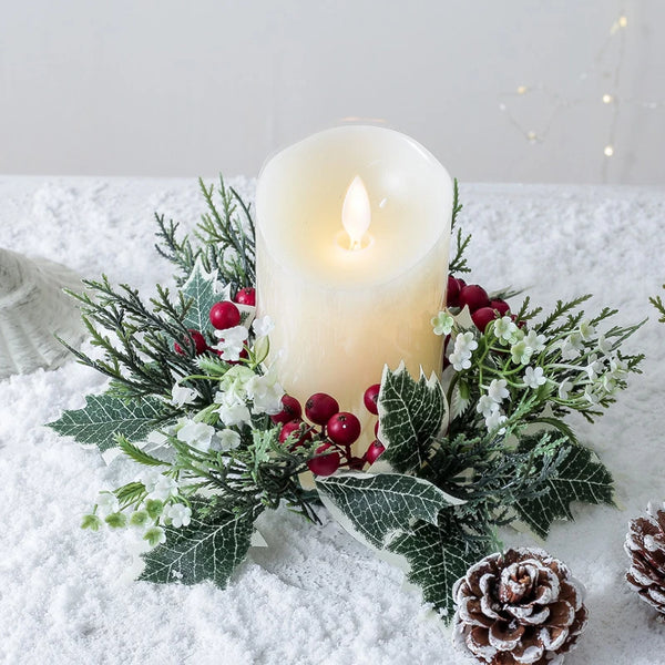 Christmas Artificial Berry Garland Candle Ring