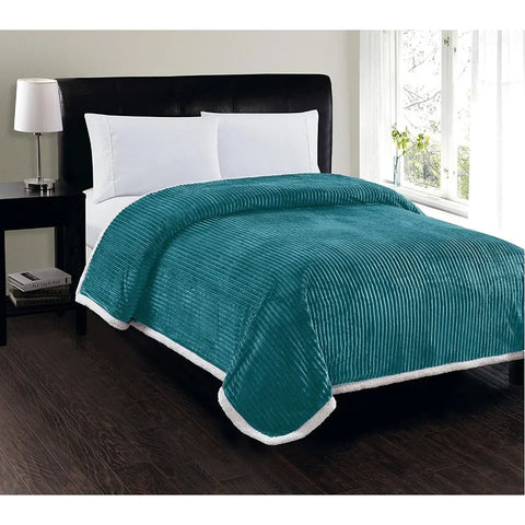 Heavy Weight Stripe Design Ultra Plush Blanket, Full/Queen, Turquoise - jenshomeandgardendecor