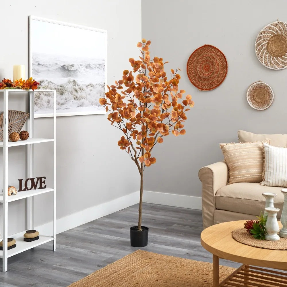 6’ Autumn Eucalyptus Fall Artificial Tree Home Garden Office Decor.