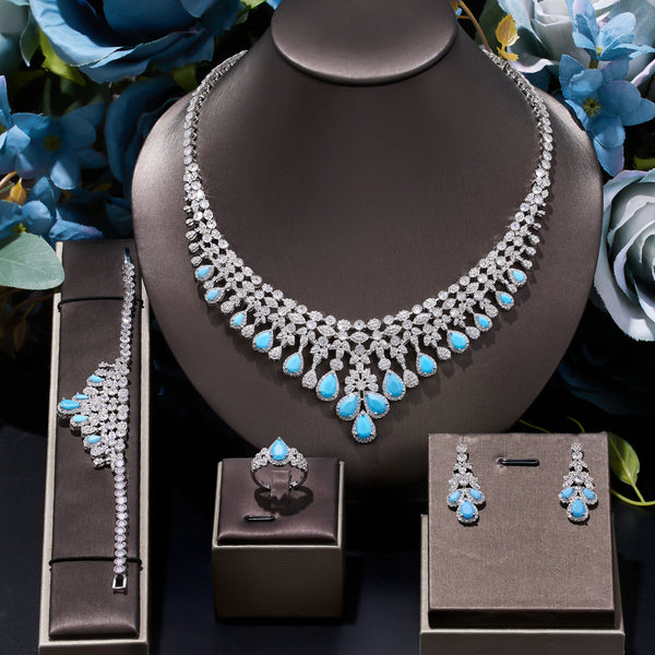 Zircon Tassel Water Drop Jewelry Set