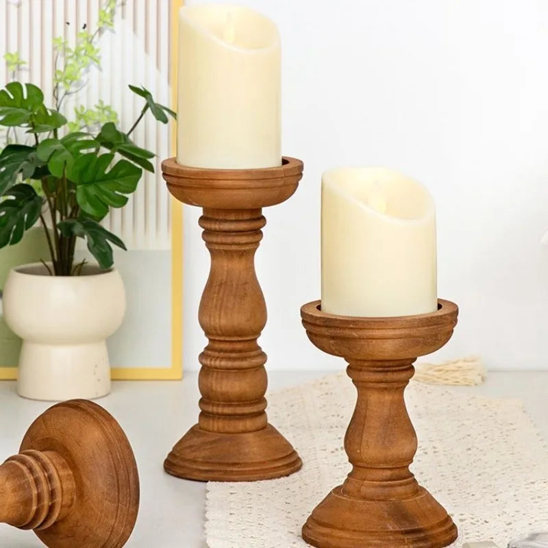 New Style Retro Wooden Candle Holder 3-piece Set