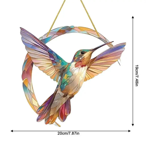 Acrylic Stained Glass Handicraft Garden Window Balcony Hummingbird