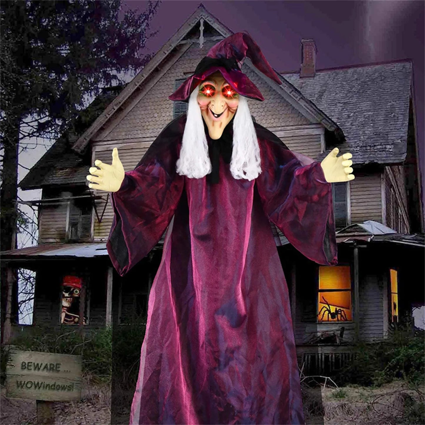 Large Hanging Luminous Ghost Voice Control Witch for Halloween Decoration Ideal for Party Bar House Horror Decor