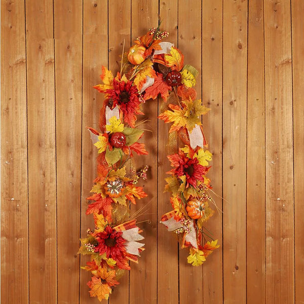 6Ft Hanging Fall Decor Maples Leaf Pumpkins Autumn Garland