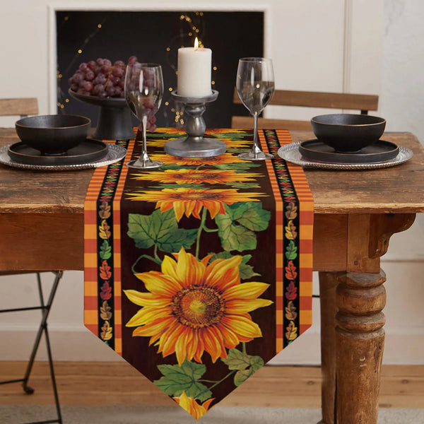 Thanksgiving Autumn Flower Sunflower Table Runner