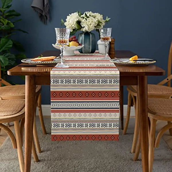 Western BoHo Stripes Linen Table Runner - jenshomeandgardendecor