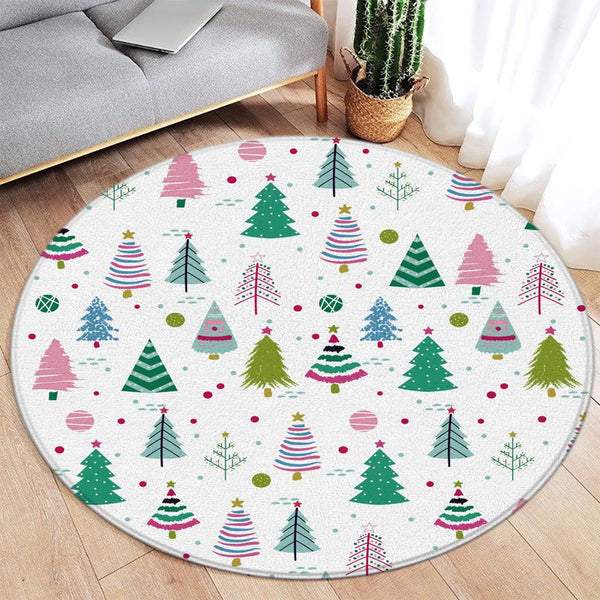 Christmas Living Room Round Rugs