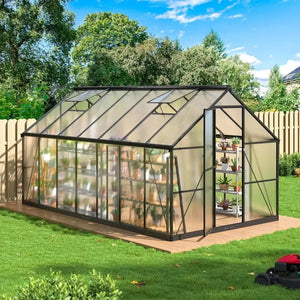 Quick-fit Structure Greenhouse with Window for Ventilation,  8x14 FT