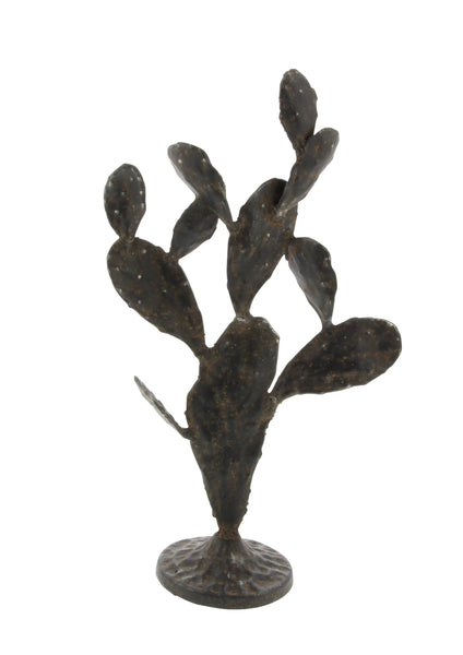 16", 12"H Gold Polystone Cactus Sculpture (2 Count) - jenshomeandgardendecor