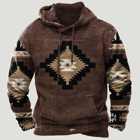 Men's Aztec Indian Oversized Hoodie Tops - jenshomeandgardendecor