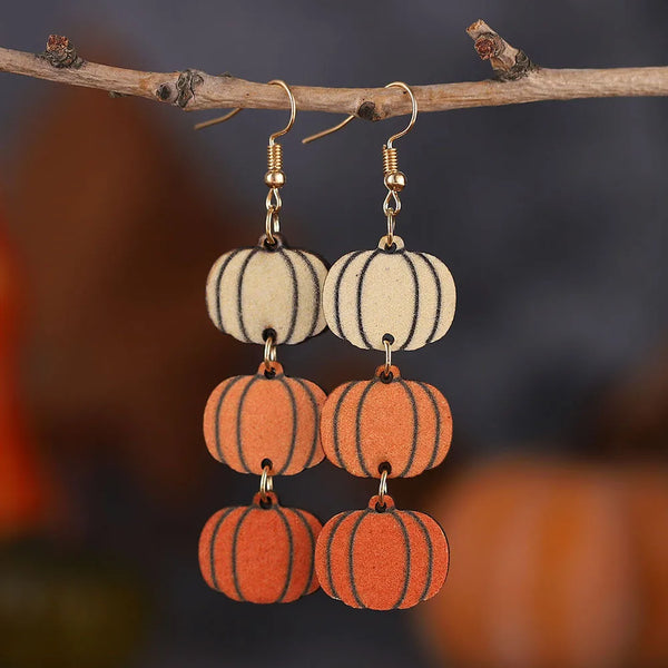 New Autumn Thanksgiving Wooden Long Earrings