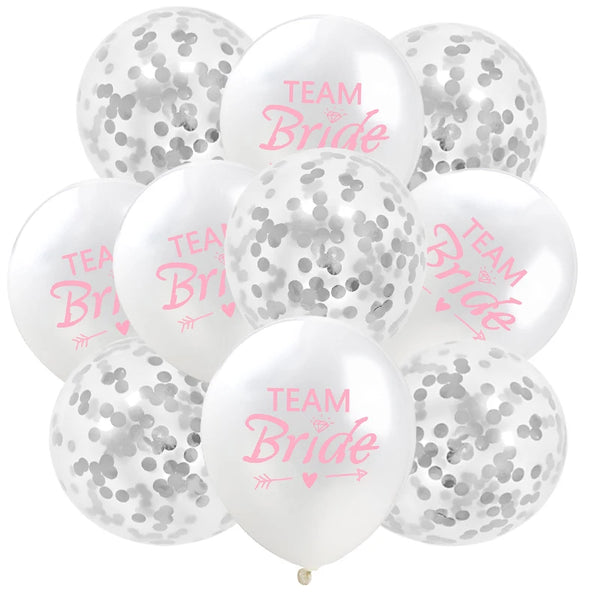 10Pcs Rose Gold Team Bride Latex Confetti Balloons