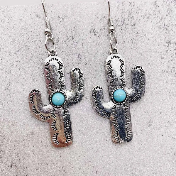 New Vintage Cactus Turquoise Earrings - jenshomeandgardendecor