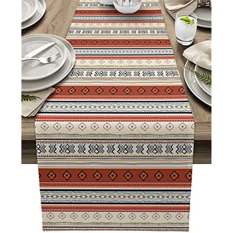 Western BoHo Stripes Linen Table Runner - jenshomeandgardendecor