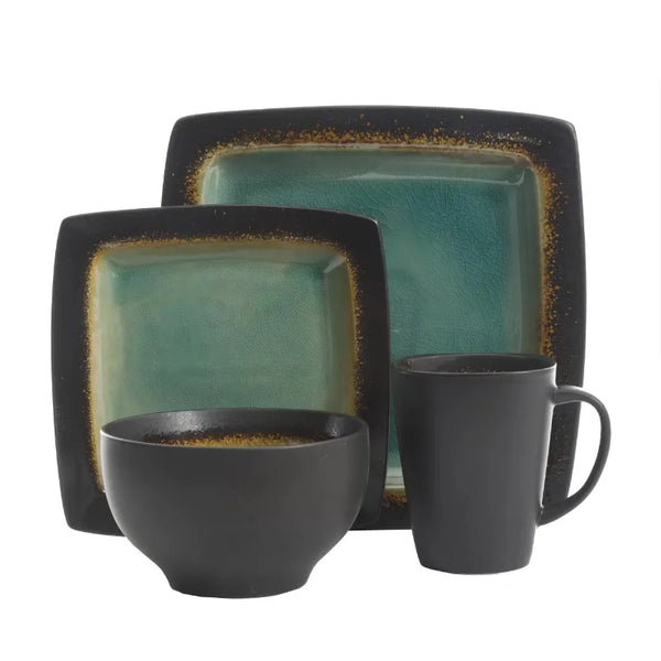 Ocean Oasis 16-Piece Dinnerware Set, Turquoise - jenshomeandgardendecor