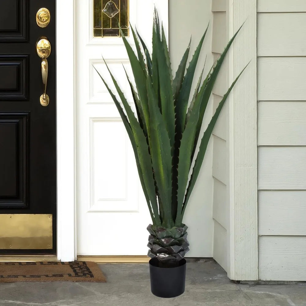 Giant Agave Plant - 52-Inch Faux Succulent with Pot - jenshomeandgardendecor