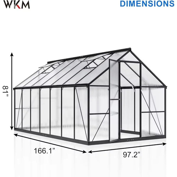 Quick-fit Structure Greenhouse with Window for Ventilation,  8x14 FT