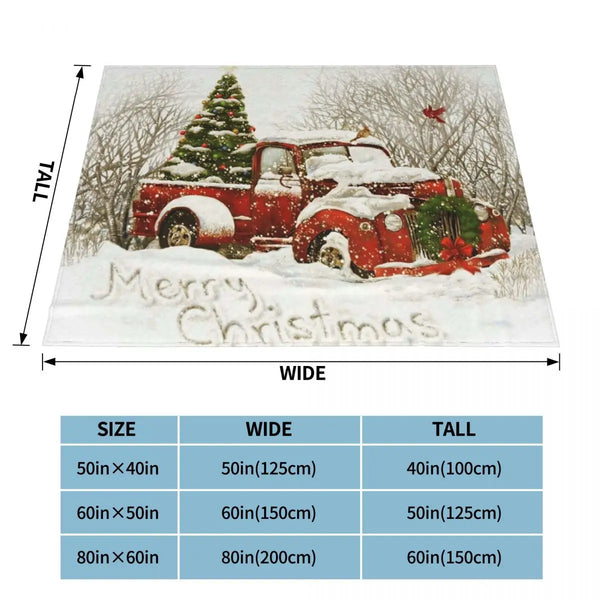 Christmas Santa Red Truck Fleece Warm Throw Blanket