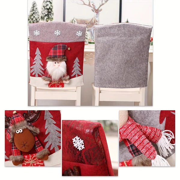 Festive Christmas Chair Covers: Adorable Gnome and Moose Designs for Your Dining Room