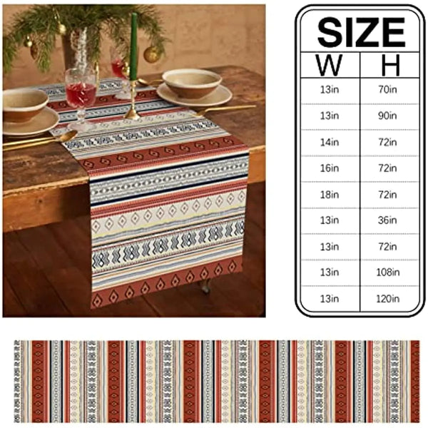 Western BoHo Stripes Linen Table Runner - jenshomeandgardendecor