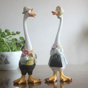 Resin Duck Craft Figurines 4 Family Member Garden Statue - jenshomeandgardendecor