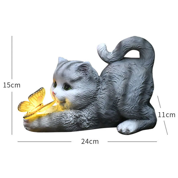 Garden LED Solar Lights Cute Cat Animal Statue - jenshomeandgardendecor