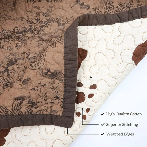 Elsa Cow Print Bedding 3 Piece King Size Quilt Set,