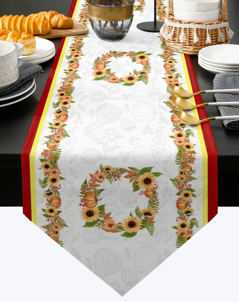 Thanksgiving Autumn Flower Sunflower Table Runner