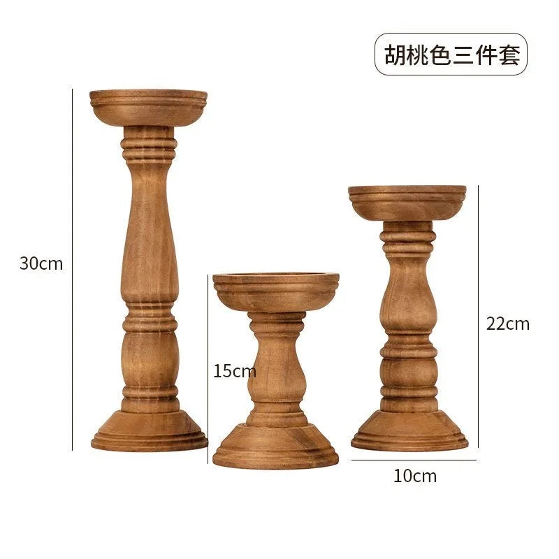 New Style Retro Wooden Candle Holder 3-piece Set