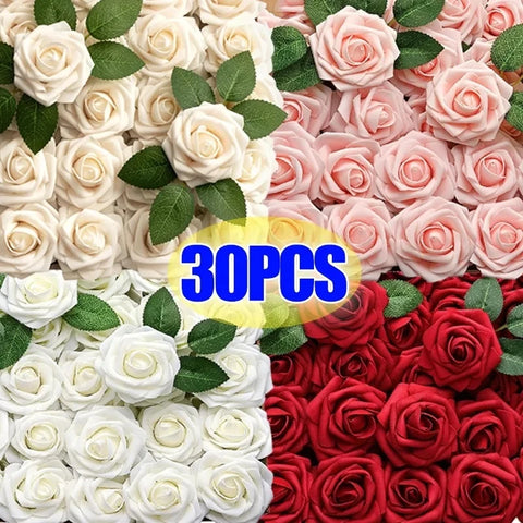 30/5pcs Artificial Rose Flowers