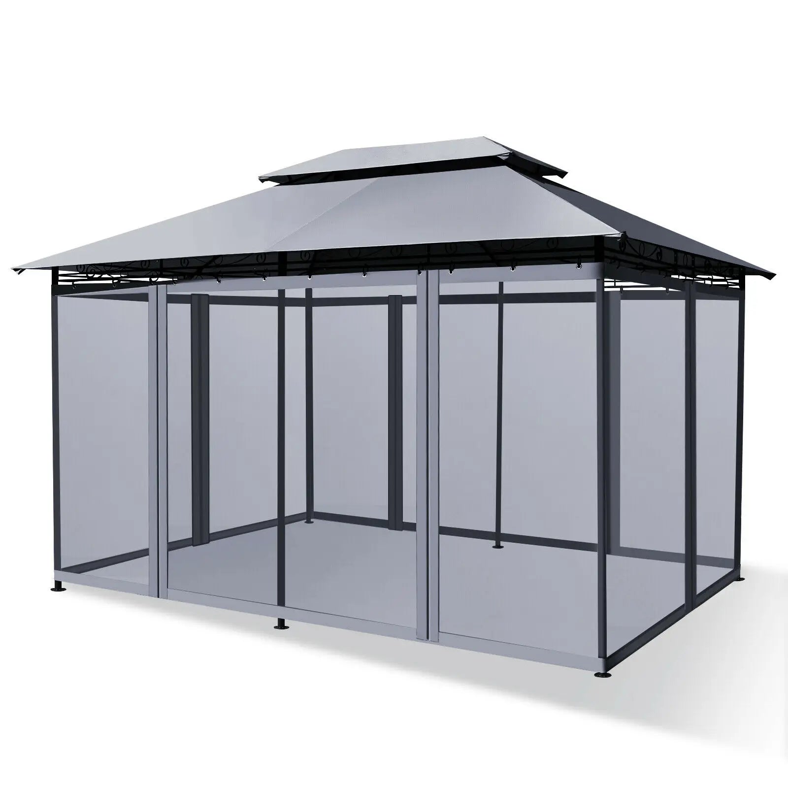 2-Tier Steel Gazebo Canopy Tent Shelter - jenshomeandgardendecor