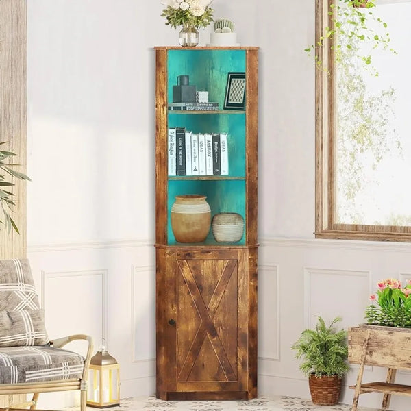 Corner Cabinet With LED Lights - jenshomeandgardendecor