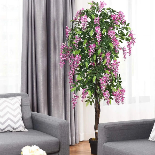 2 Pack 6ft Ficus Artificial Fake Trees for Indoor or Outdoor