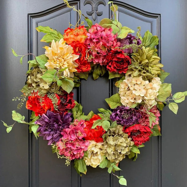 Colorful Hydrangea Wreath