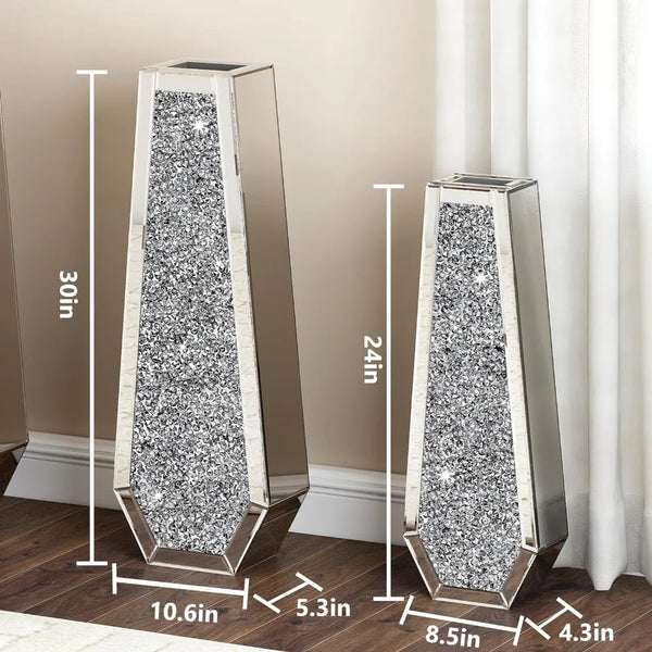 Crushed Diamond Tall Floor Vase 24 Inches - jenshomeandgardendecor